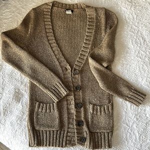 J crew gold cardigan